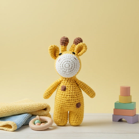 yellow amigurumi giraffe stuffed animal for kids